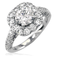 Diamond Engagement Ring with Soft Square Diamond Halo E/W-K0536