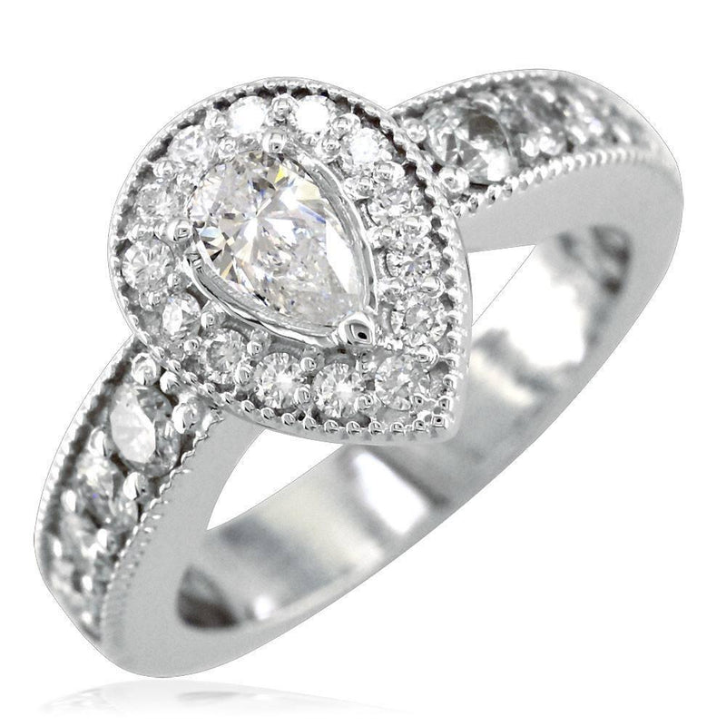 Pear Shape Diamond Engagement Ring with Diamond Halo E/W-K0538