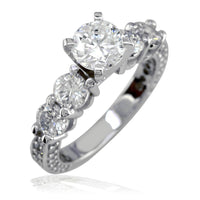 Diamond Engagement Ring with Round Diamond Sides E/W-K0662