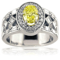 Oval Yellow Diamond and White Diamond Ring LR-K0664