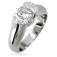 Half Bezel Set Diamond Engagement Ring E/W-K0765