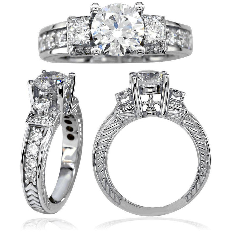 Diamond Engagement Ring Setting in 14K White Gold, 0.75CT