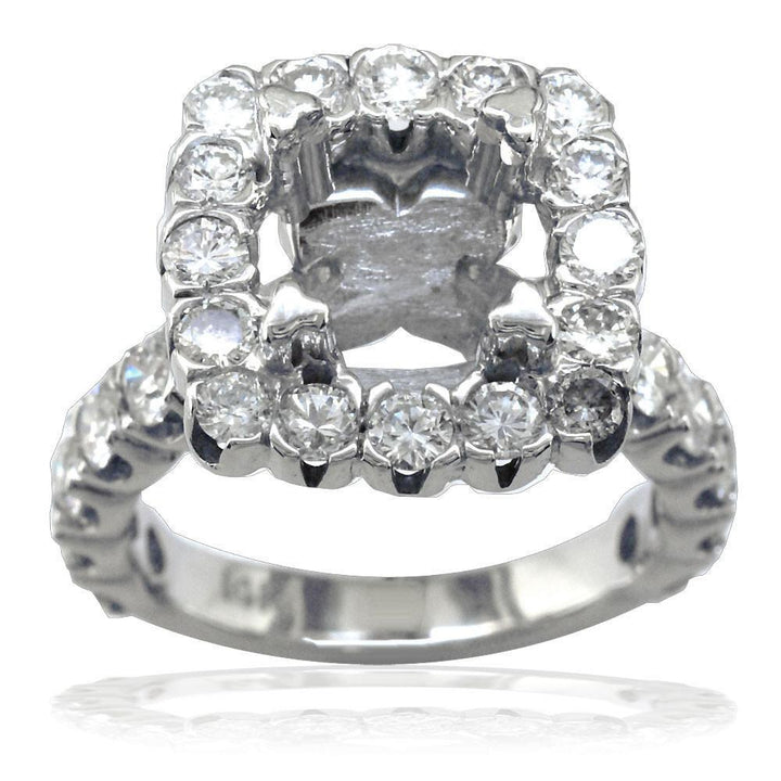 Diamond Halo Engagement Ring Setting in 14K White Gold, 2.76CT