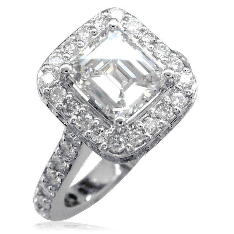 Emerald Cut Diamond Halo Engagement Ring E/W-K0826