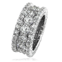 Wide 3 Row Diamond Eternity Band in 14K White Gold, 6.20CT