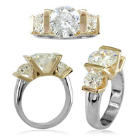 3 Stone Diamond Ring Setting in 14K Yellow and White Gold
