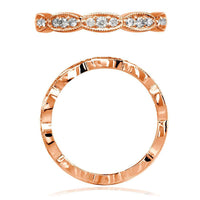 Scalloped Band with Round Diamonds, 0.25CT in 18K Pink Gold