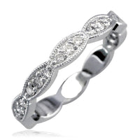 Scalloped Band with Round Diamonds, 0.25CT in 14K White Gold