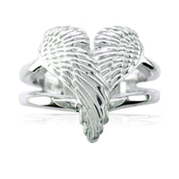 Medium Angel Heart Wings Ring, Wings Of Love, 17mm in 14K White Gold