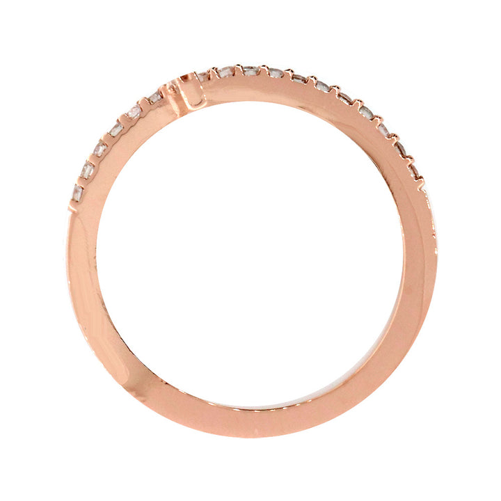 Thin Diamond Cross Ring, 0.25CT in 14K Pink, Rose Gold