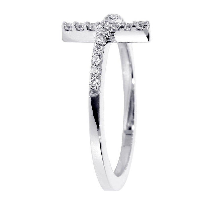 Thin Diamond Cross Ring, 0.25CT in 14K White Gold