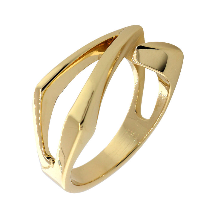 Open Contemporary Design Ring, 9mm Wide in 14K Yellow Gold