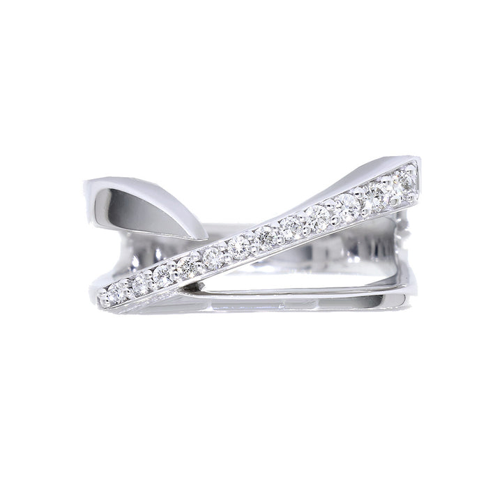 Open Contemporary Design Diamond Ring, 9mm Wide, 0.15CT in 14K White Gold