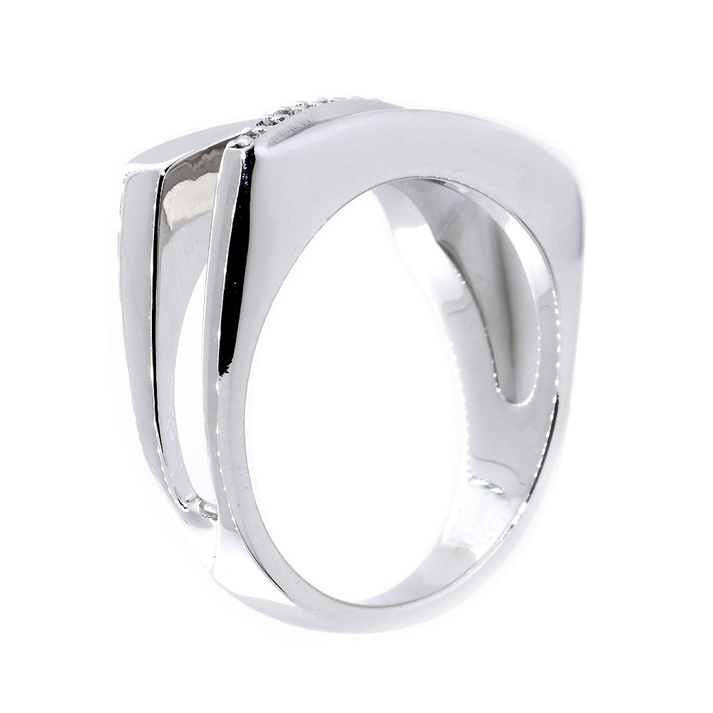 Open Contemporary Design Diamond Ring, 9mm Wide, 0.15CT in 14K White Gold
