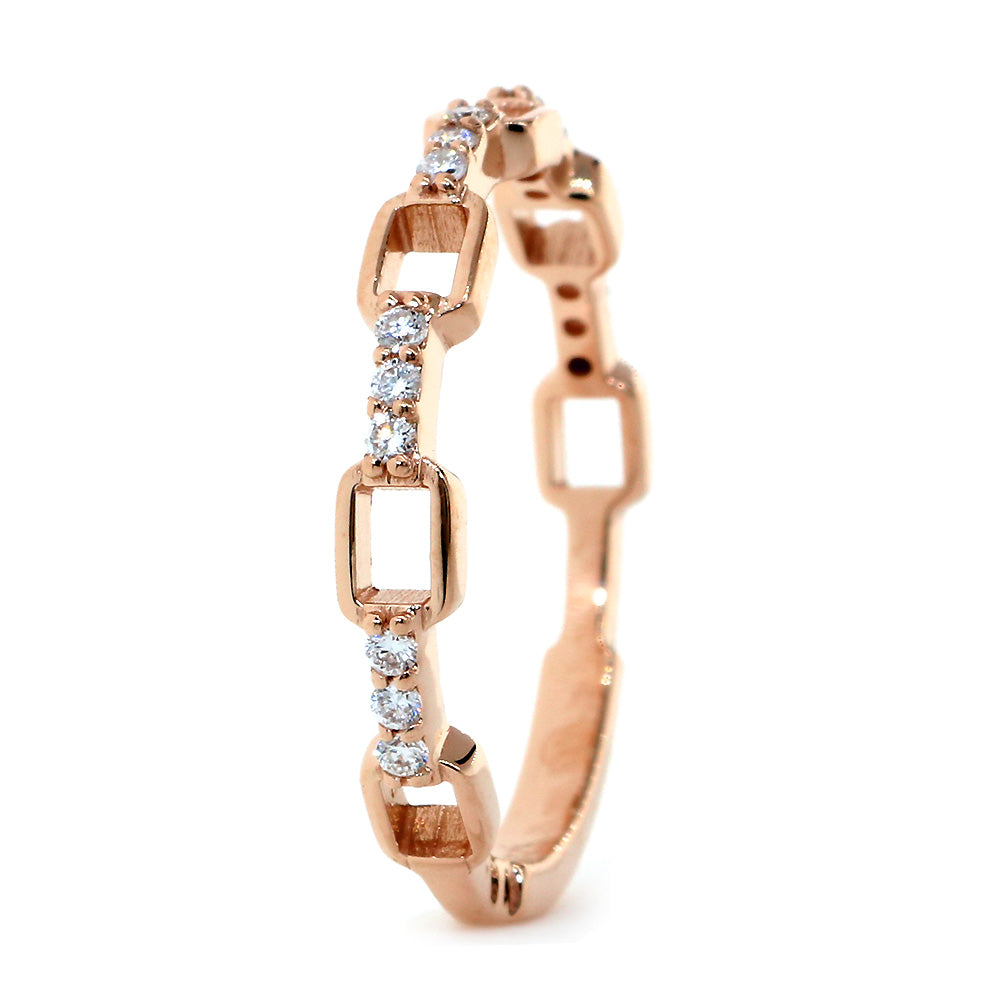 Stackable Open Rectangle and Diamond Bar Pattern, 0.17CT in 14K Pink, Rose Gold