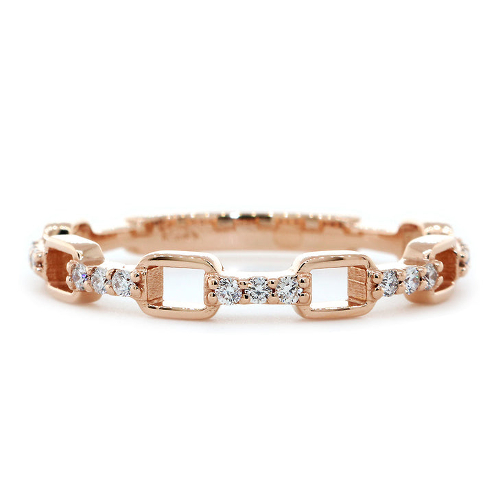 Stackable Open Rectangle and Diamond Bar Pattern, 0.17CT in 14K Pink, Rose Gold