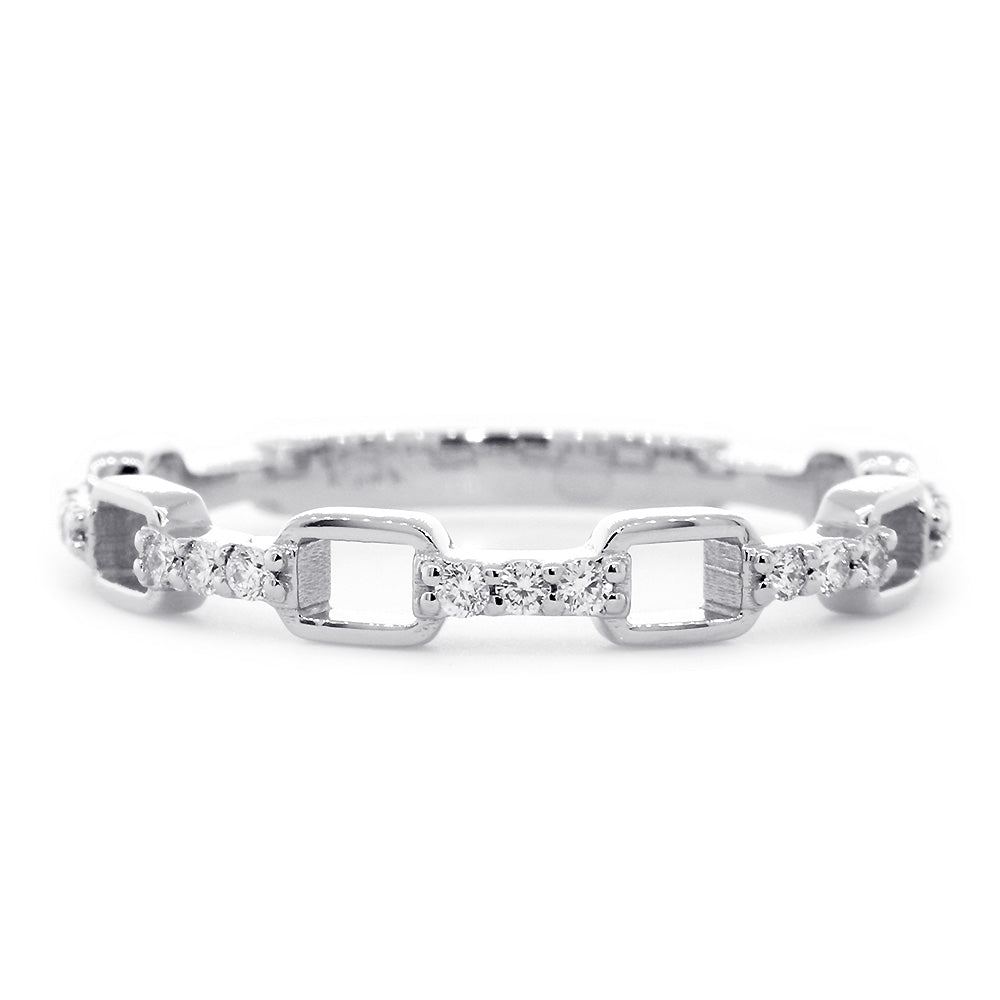 Stackable Open Rectangle and Diamond Bar Pattern, 0.17CT in 14K White Gold