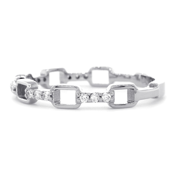 Stackable Open Rectangle and Diamond Bar Pattern, 0.17CT in 14K White Gold