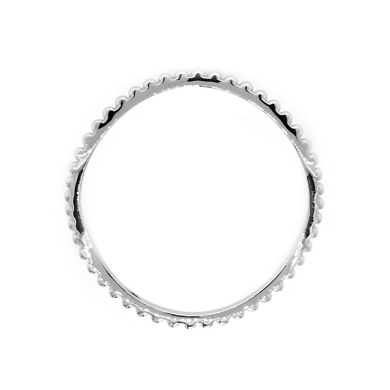Stackable Curvy Beads Band, 1mm Wide in 14K White Gold