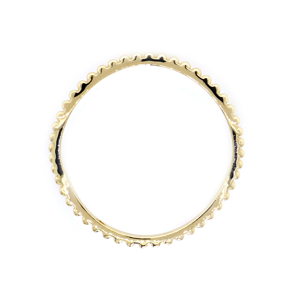 Stackable Curvy Beads Band, 1mm Wide in 14K Yellow Gold