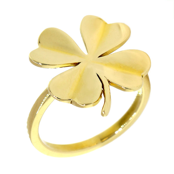 15mm Four Leaf Clover Ring in 14k Yellow Gold