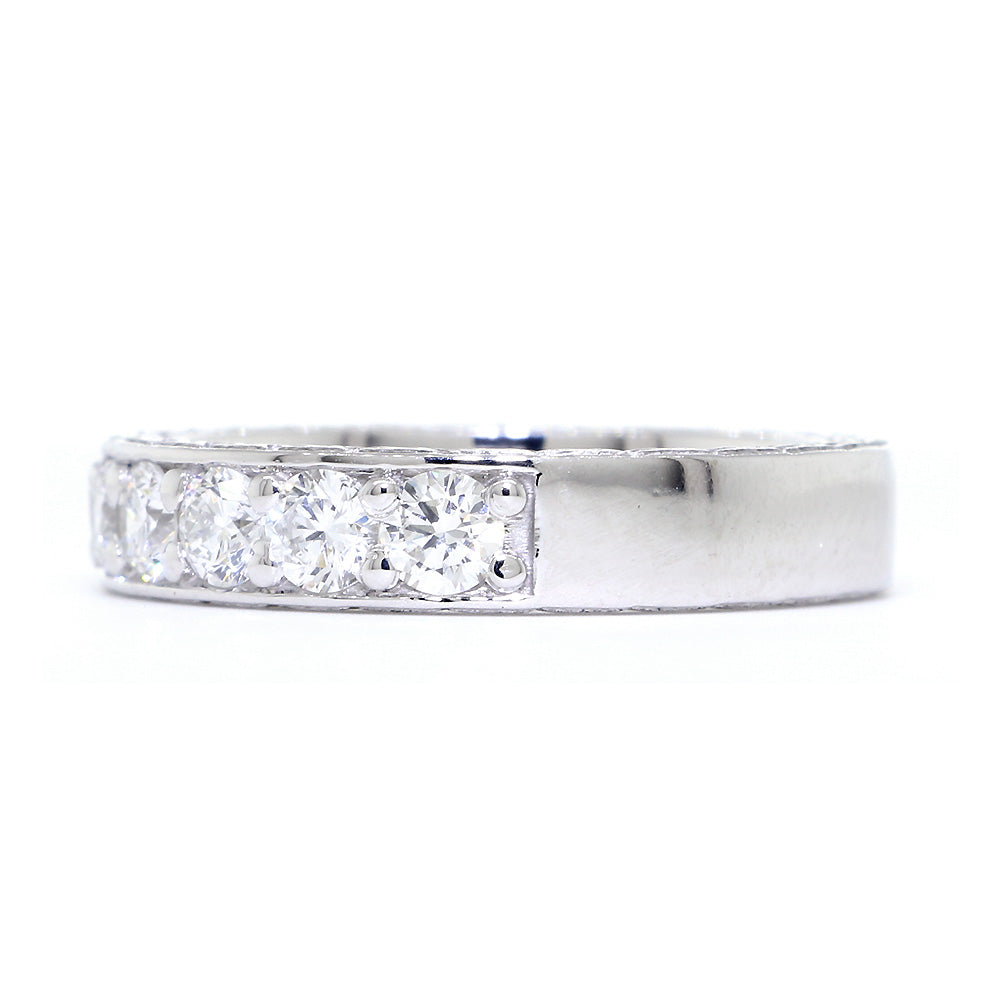 4.2 mm Diamonds Band, Vintage Style, 1.32 CT Total Diamond