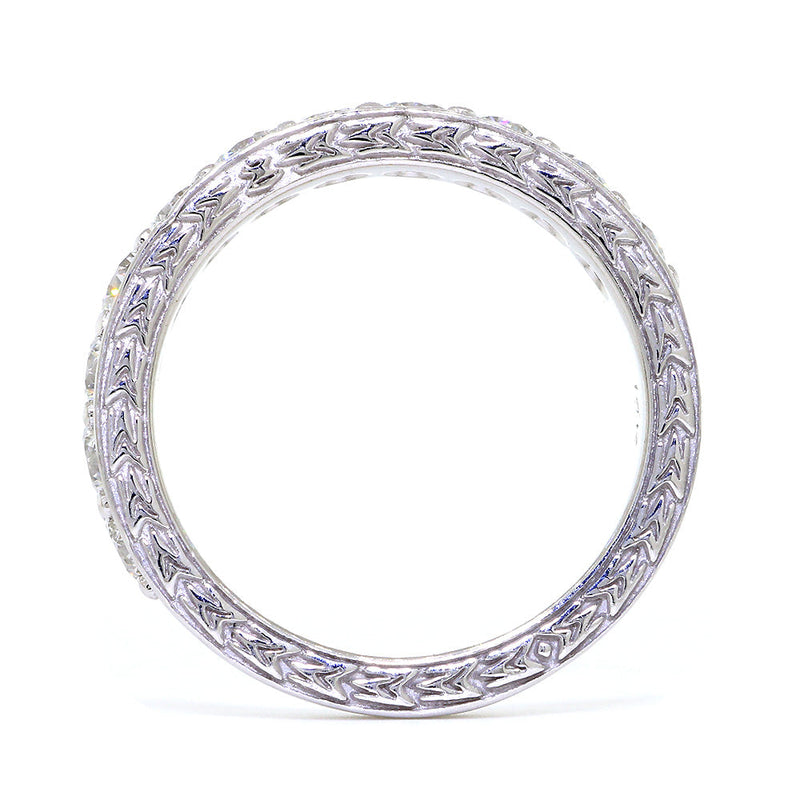 4.2 mm Diamonds Band, Vintage Style, 1.32 CT Total Diamond Weight in 14k White Gold