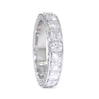4.2 mm Diamonds Band, Vintage Style, 1.32 CT Total Diamond Weight in 14k White Gold
