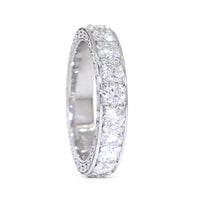 4.2 mm Diamonds Band, Vintage Style, 1.32 CT Total Diamond Weight in 14k White Gold