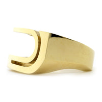 Ladies Large Wide Contemporary Ring #1, 12.2 mm Wide, 5 mm Thick in 14K Yellow Gold