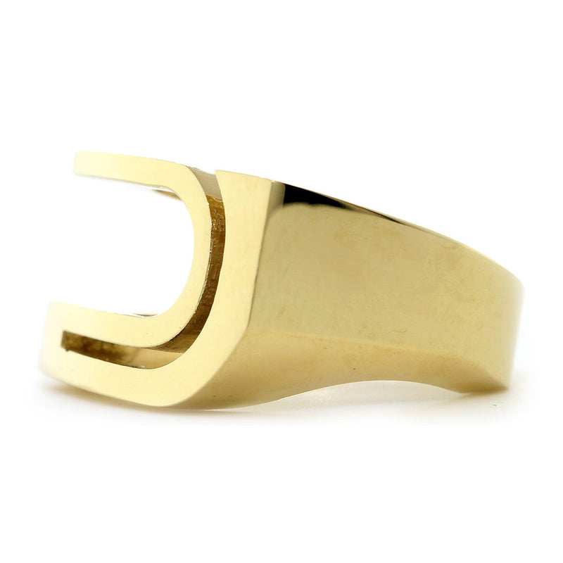Ladies Large Wide Contemporary Ring #1, 12.2 mm Wide, 5 mm Thick in 14K Yellow Gold