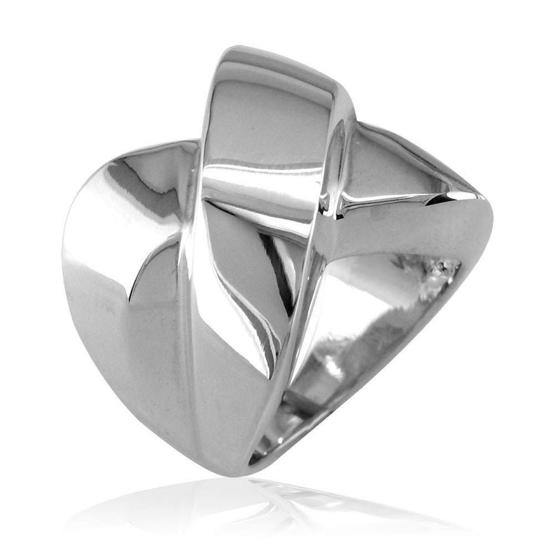 Large Cross Over Ring in Sterling Silver