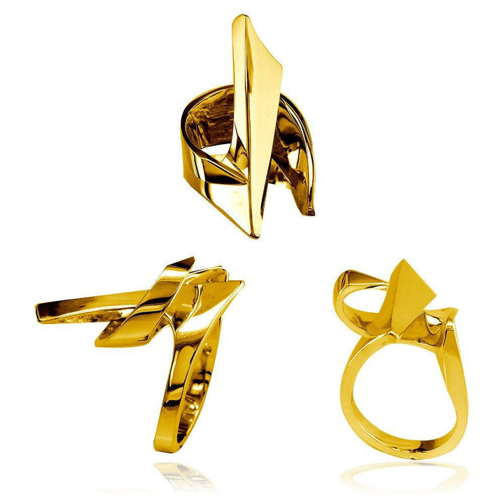 Large Designer Ring in 14k Yellow Gold, 21mm