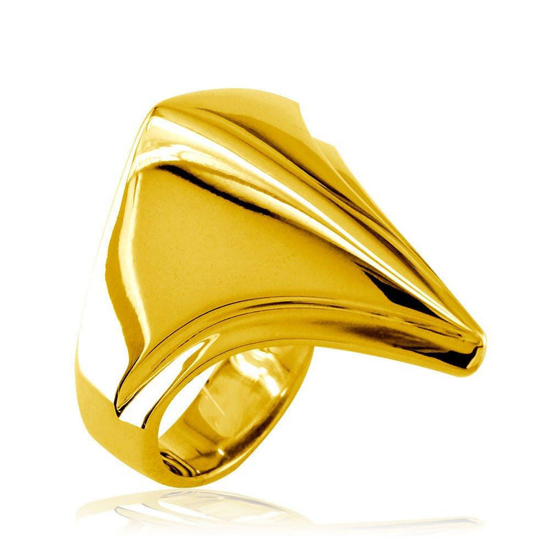 Large Contemporary Triangular Ring in 18k Yellow Gold