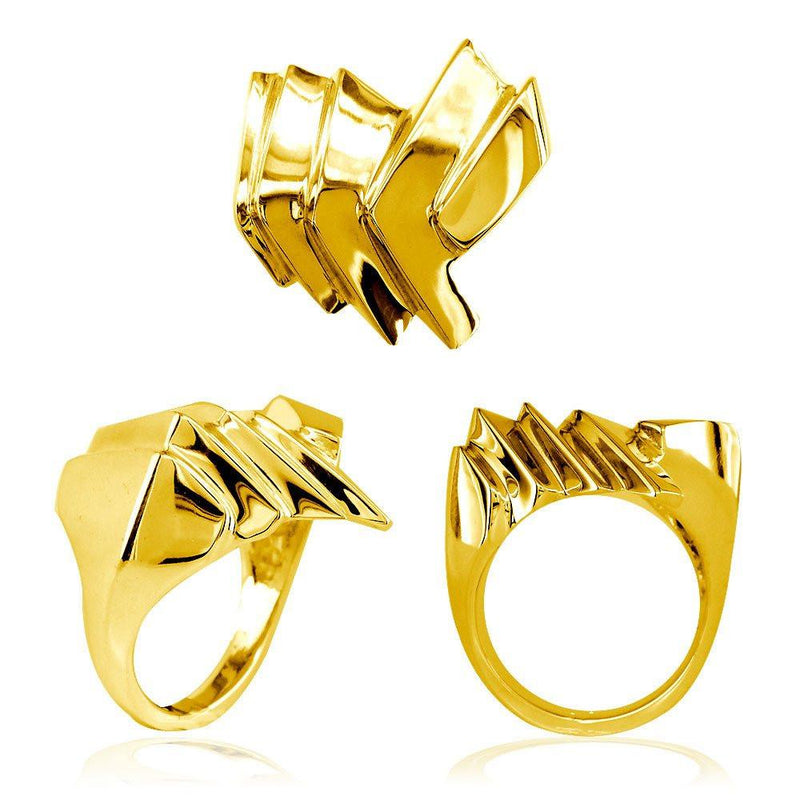 Large Angled Ring in 18k Yellow Gold