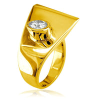 Modern Cubic Zirconia Ring in 14k Yellow Gold, 18mm