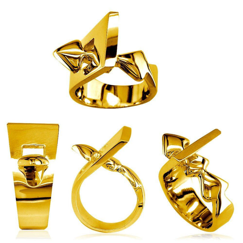 Large Designer Ring in 14k Yellow Gold, 14mm