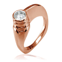 Modern Cubic Zirconia Ring in 14k Pink Gold, 6.5mm