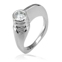 Modern Cubic Zirconia Ring in Sterling Silver, 6.5mm