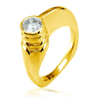 Modern Cubic Zirconia Ring in 14k Yellow Gold, 6.5mm