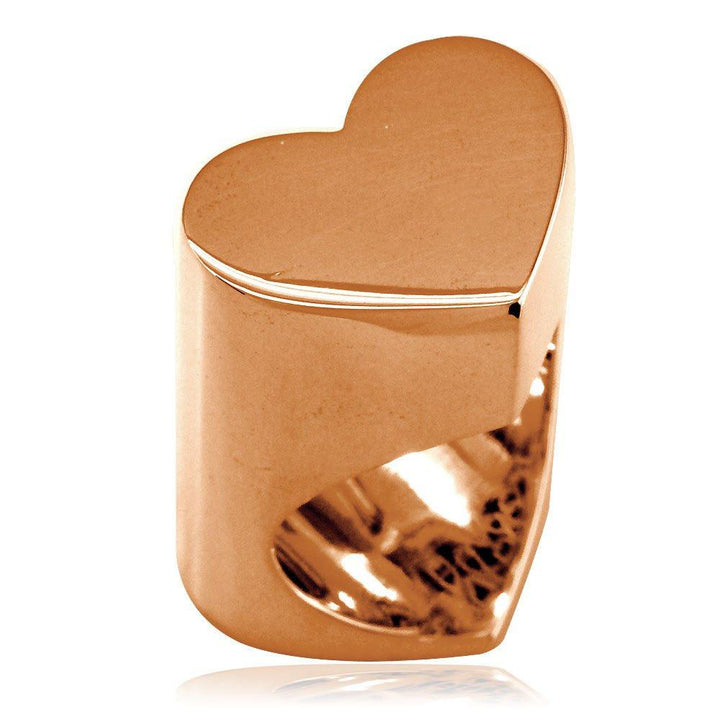 Large Flat Heart Ring in 14k Pink Gold