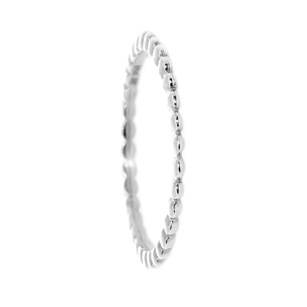Stackable Beaded Ring, 1.25mm in 14K White Gold
