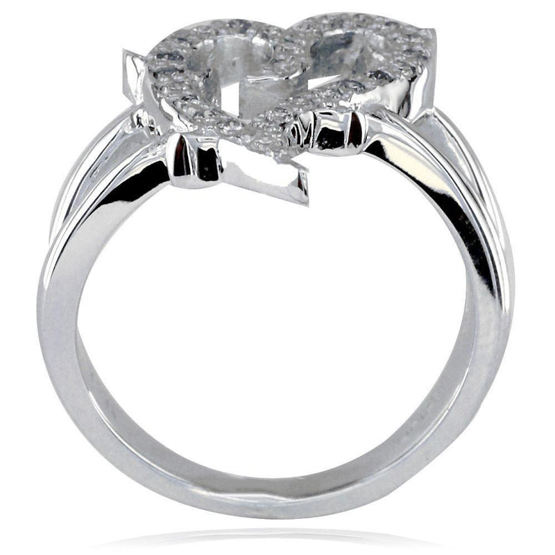 Diamond Guarded Love Heart Ring in 14K White Gold
