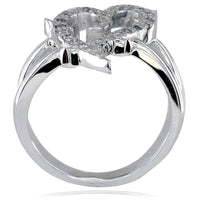 Guarded Love Heart Ring with Cubic Zirconias in Sterling Silver