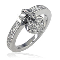 Diamond Heart Charm Ring in 14k White Gold, 0.20CT
