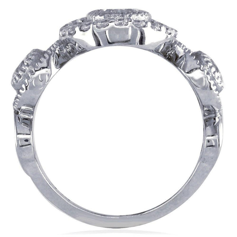 Round Cubic Zirconias Triple Halo Ring in Sterling Silver