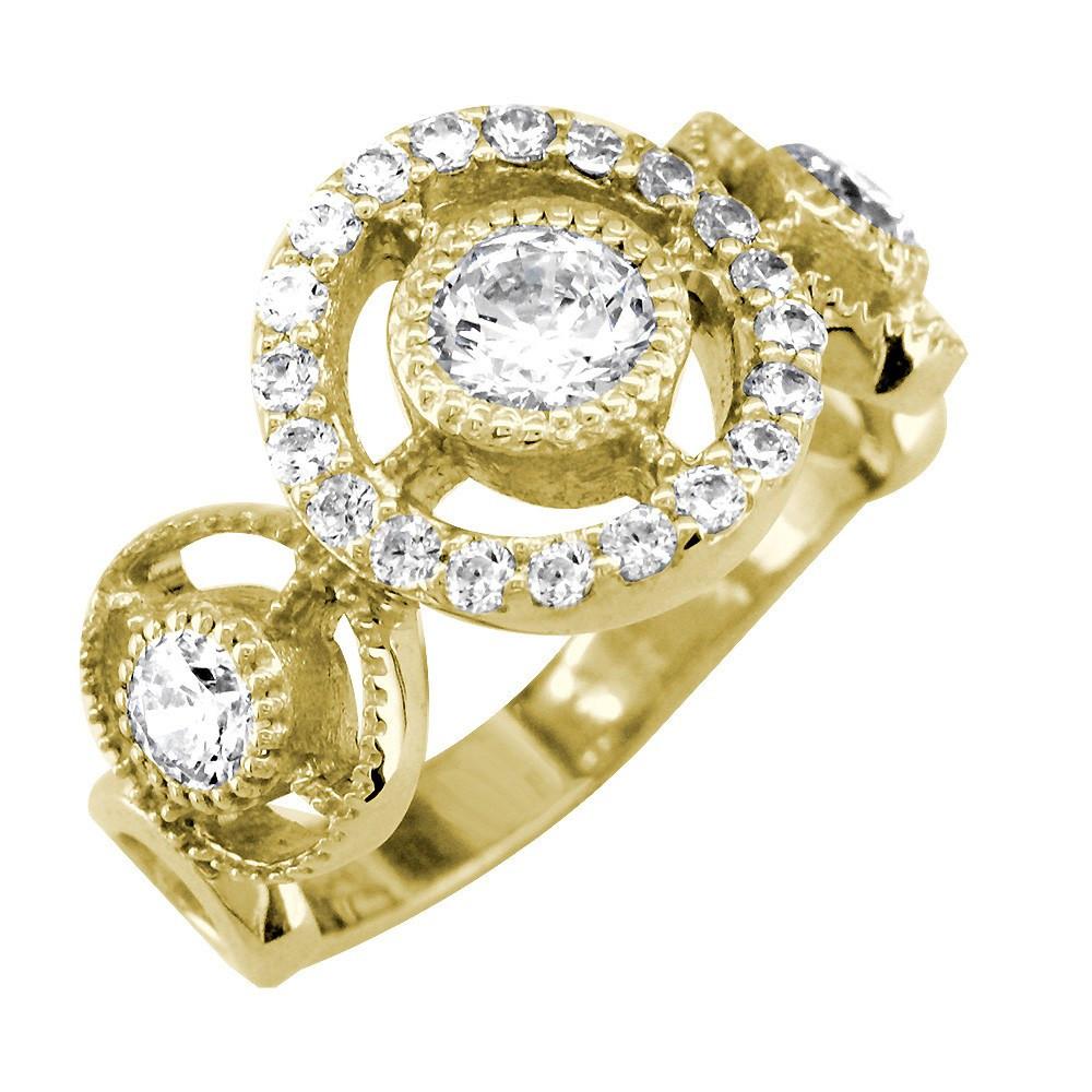 Diamond Triple Halo Ring in 18k Yellow Gold