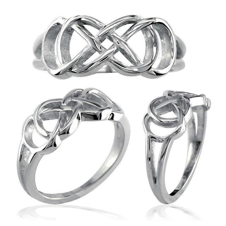 Double Infinity Symbol Ring,Best Friends Forever Ring,8mm in 14k White Gold