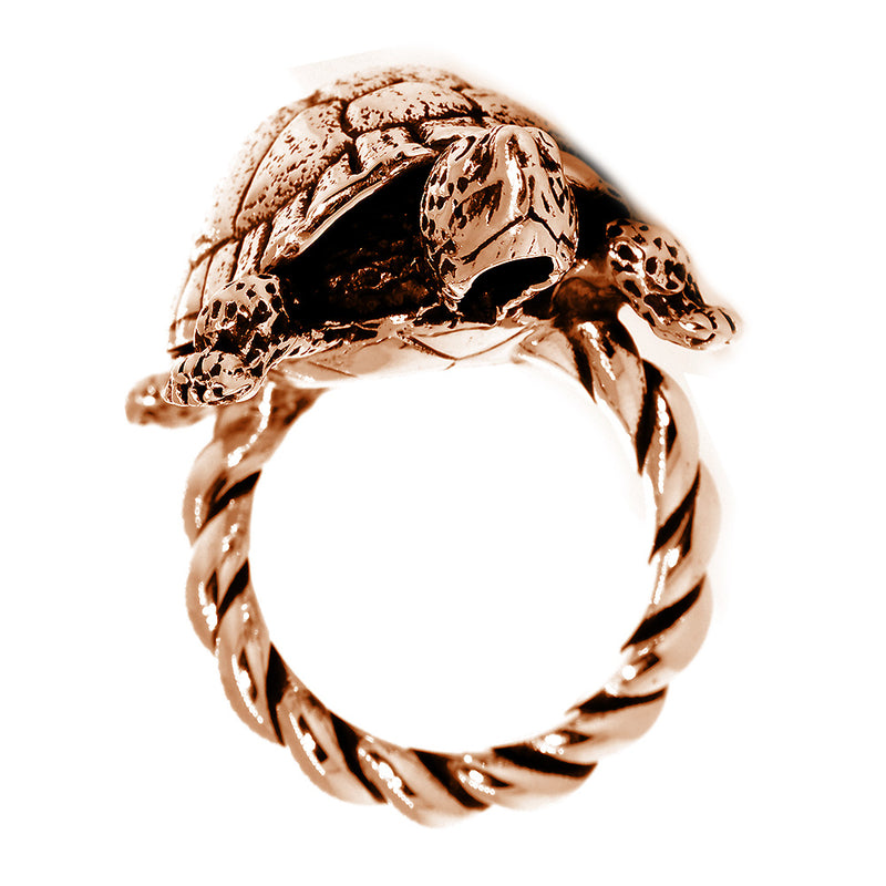 42mm Turtle Rope Ring with Black in 14k Pink, Rose Gold