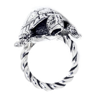 42mm Turtle Rope Ring with Black in 14k White Gold
